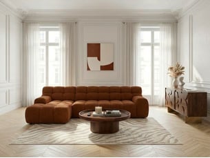 Canapé d'angle gauche convertible <strong>BOBOCHIC</strong> <strong>ANDRE</strong> 3 places Tissu Orange