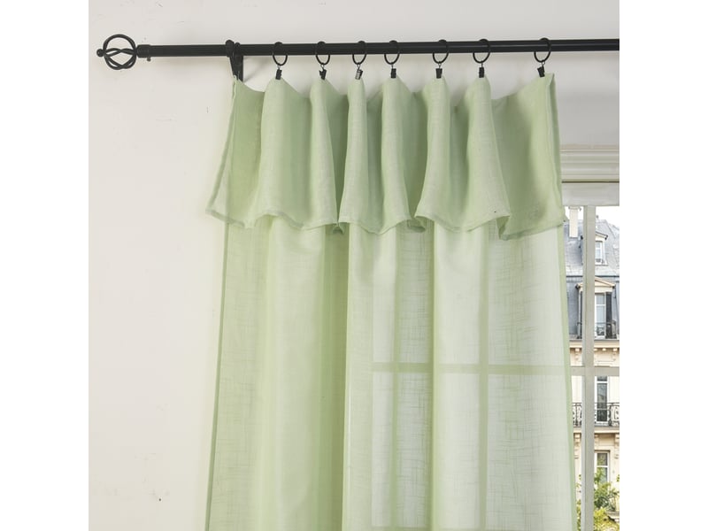 Rideau ajustable 140 x 270 cm + 8 anneaux pinces effet lin evasion menthe CP-EVASION-MENTHE - Conforama B