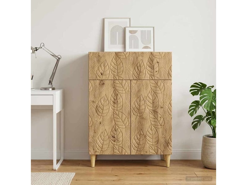  Buffet - bahut - meuble de rangement chêne artisanal 66 x 34,5 x 90 cm bois d'ingénierie  - Conforama B