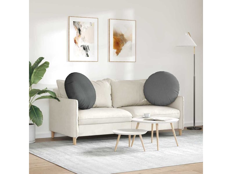  Lot de 2 coussins de siège, coussins décoratifs tissu gris foncé ø80 x 29 cm cf59832  - Conforama D