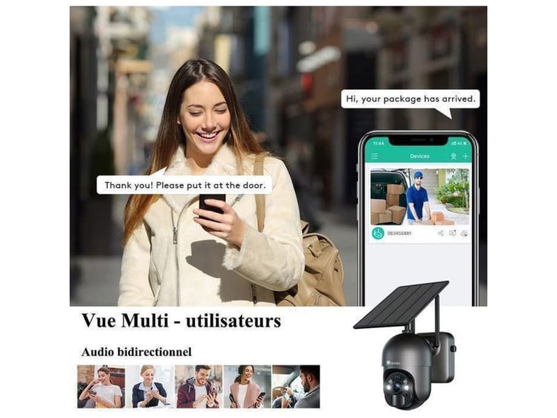 Camera surveillance solaire wifi 4mp vision couleur ip66 pir audio bidirectionnel - Conforama E