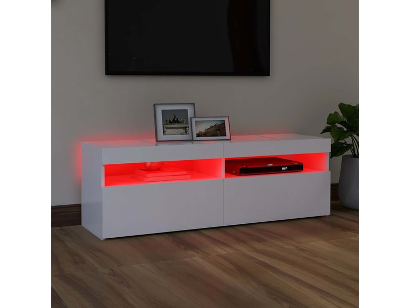 Meuble tv - banc tv - meuble de rangement avec lumières led blanc 120x35x40 cm - Conforama D