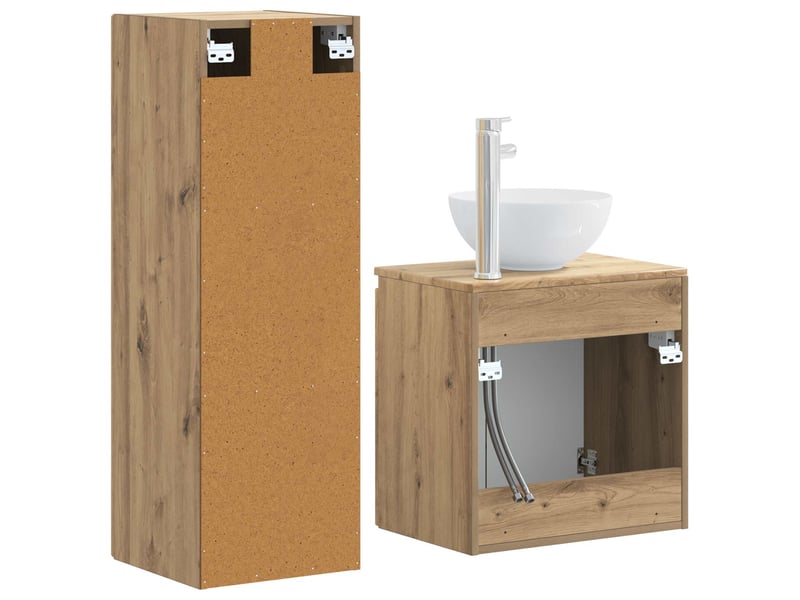Ensemble de mobilier de salle de bain 2 pcs chêne artisanal shl379 - Conforama E