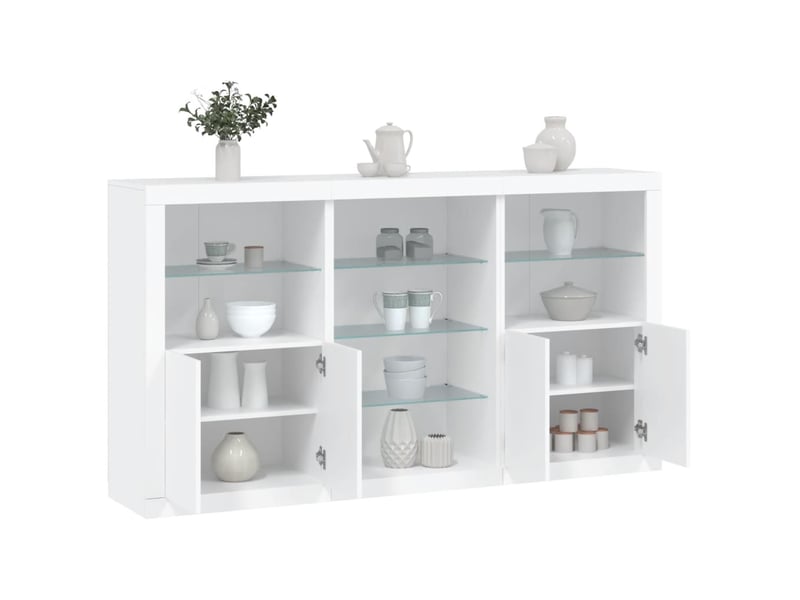 Buffet - bahut - meuble de rangement avec lumières led blanc 181,5x37x100 cm - Conforama B