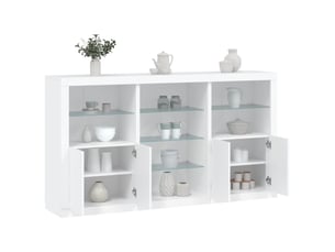 Buffet - bahut - meuble de rangement avec lumières led blanc 181,5x37x100 cm