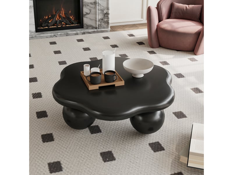  Table basse nuage avec plateau arrondi, pieds sphériques et design sans angles pour salon, chambre et petit espace  - Conforama C
