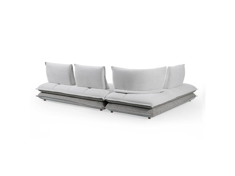Canapé d'angle droit 4p tissu bicolore blanc et taupe – giovani  - Conforama E