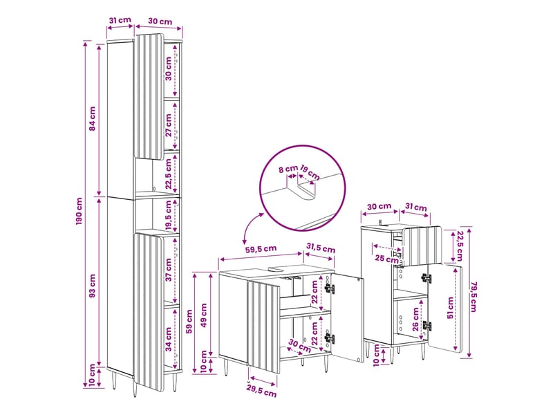  Ensemble de meuble de salle de bain 3 pièces zwolle cf63531  - Conforama E