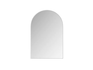 Armoire miroir murale arquée blanche, cadre métal, étagères réglables, encastrable