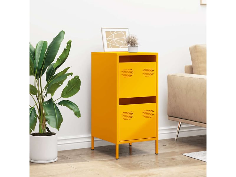  Buffet - bahut - meuble de rangement jaune moutarde 35x39x73,5 cm acier laminé à froid  - Conforama C