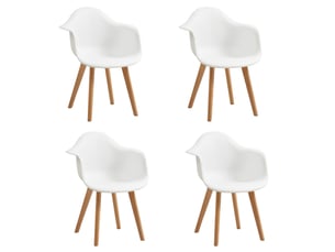 Lot de 4 chaises de salle à manger -pieds en hêtre - chaises de salle à manger scandinaves - blanc