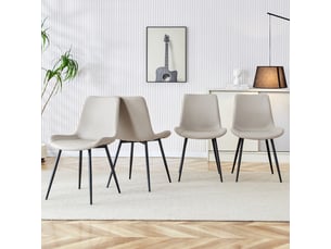 Lot de 4 chaises pu noir, assise large, piètement métal, design moderne, home-office