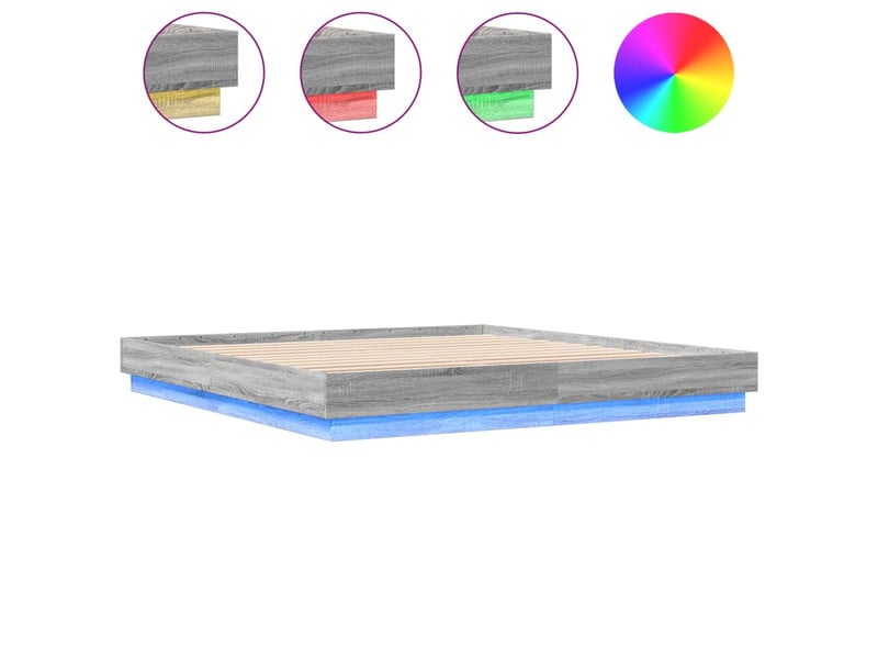  Lit double- lit adulte -  cadre de lit avec led sans matelas sonoma gris 180x200 cm  - Conforama A