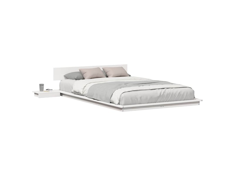  Lit double- lit adulte -  cadre de lit blanc 120 x 200 cm bois  - Conforama A
