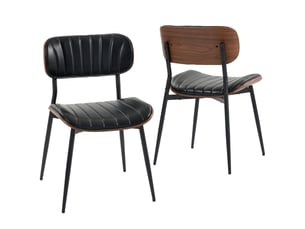 Lot de 2 chaises de salle à manger en similicuir noir et métal 49,5 x 49,5 x 80 cm