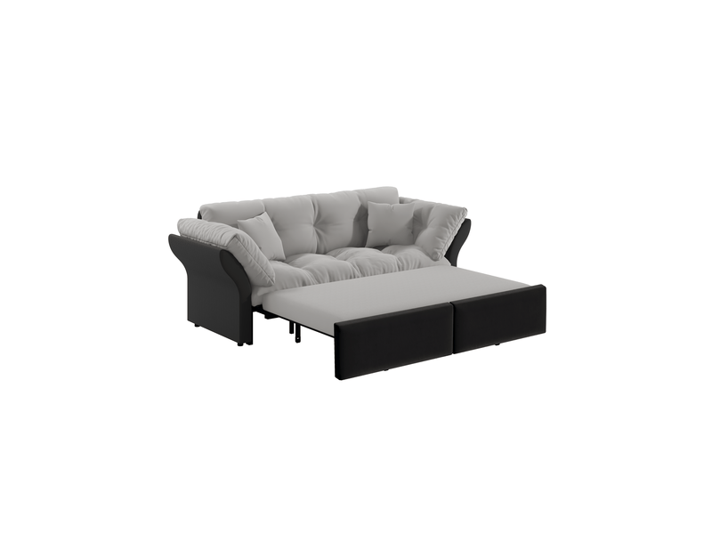  Canapé convertible queen-size 190 cm - velours côtelé gris clair - 3 en 1 - 2 coussins et boutons  - Conforama A