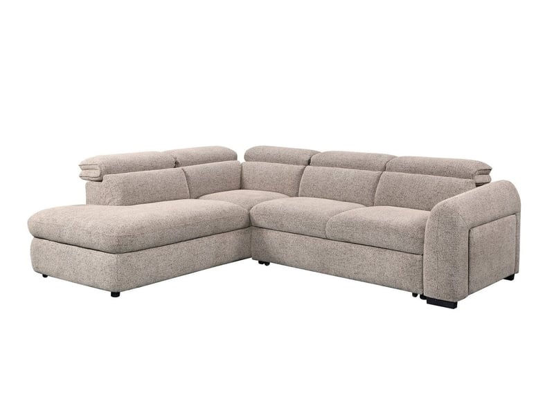  Canapé d'angle convertible avec coffre en velours texturé taupe madison - angle gauche KF8005-M3-TAU - Conforama A