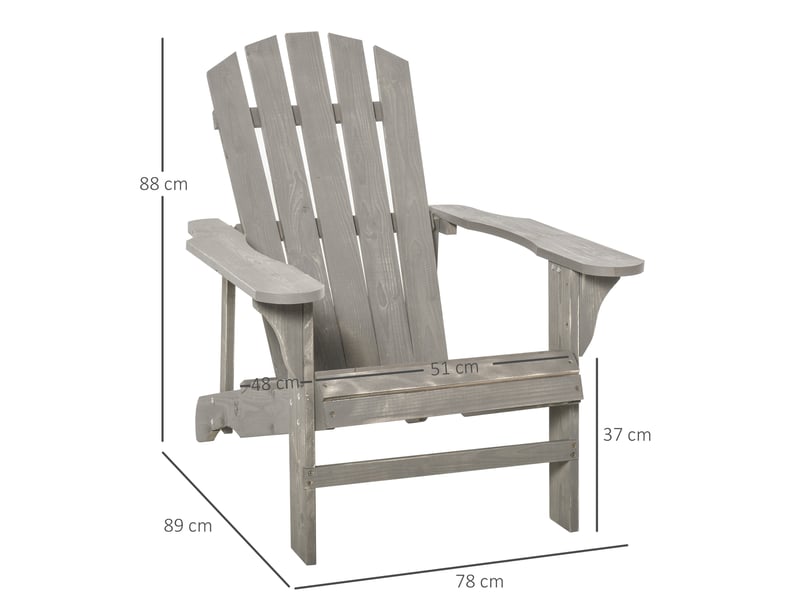  Fauteuil adirondack fauteuil de jardin chaise de jardin de plein air dim. 78l x 89p x 88h cm bois massif sapin  - Conforama D