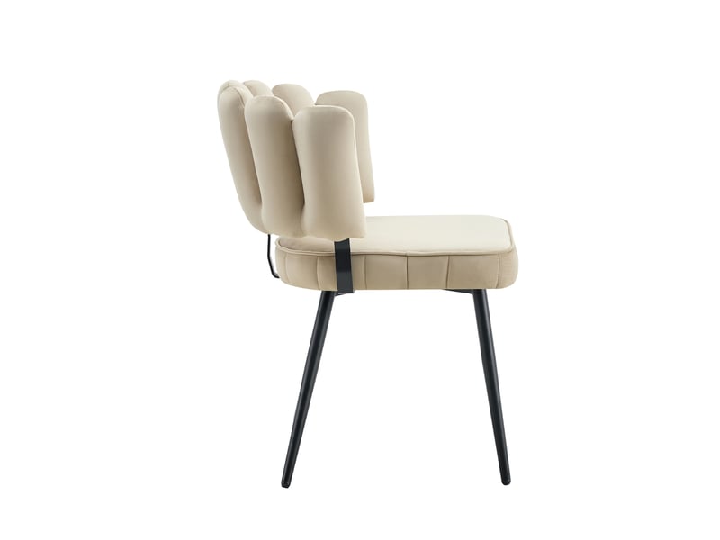 Lot de 2 chaises de salle à manger,60x48x80 cm,velours et métal noir,beige  - Conforama D
