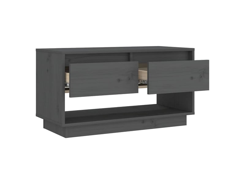  Meuble tv - banc tv - meuble de rangement gris 74x34x40 cm bois de pin massif  - Conforama D