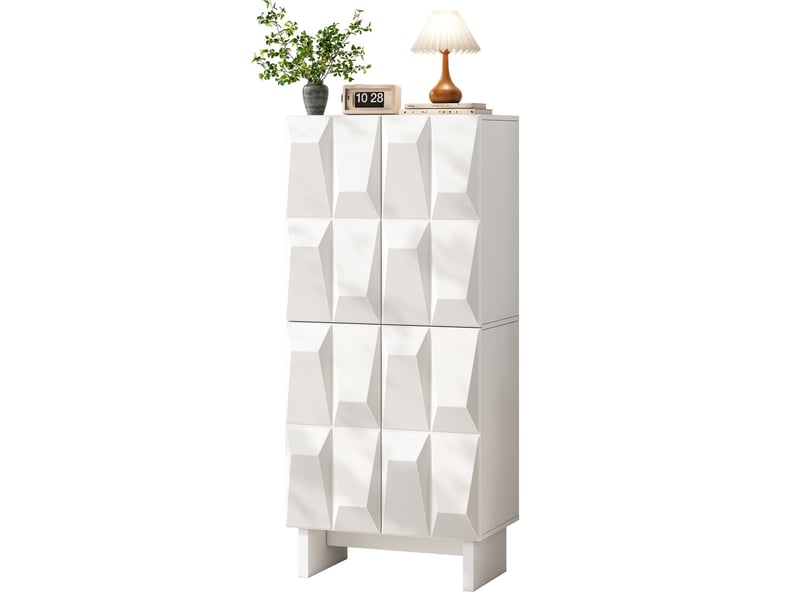  Buffet haut 4 portes avec étagères réglables 60,5x34x135,5 cm, blanc  - Conforama B