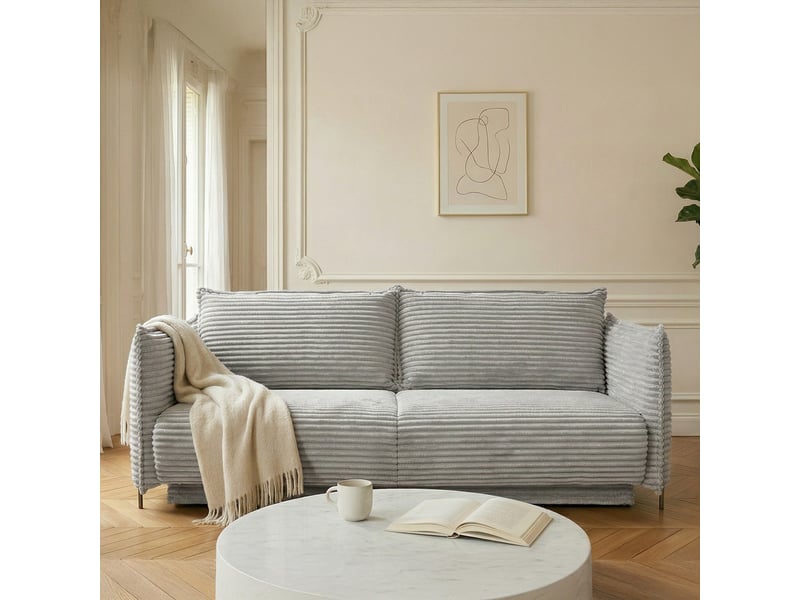  Canapé sorrento - velours côt. Gris clair - droit - convert. - 3pl 3CA60.AM.3D.C.18 - Conforama B