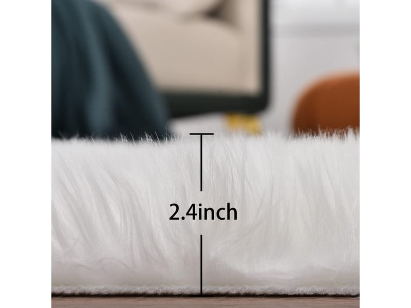  Blanc peau de 60x120 cm ado chambre fluffy shaggy moumoute poil long DNUIT001620M-SCM - Conforama B