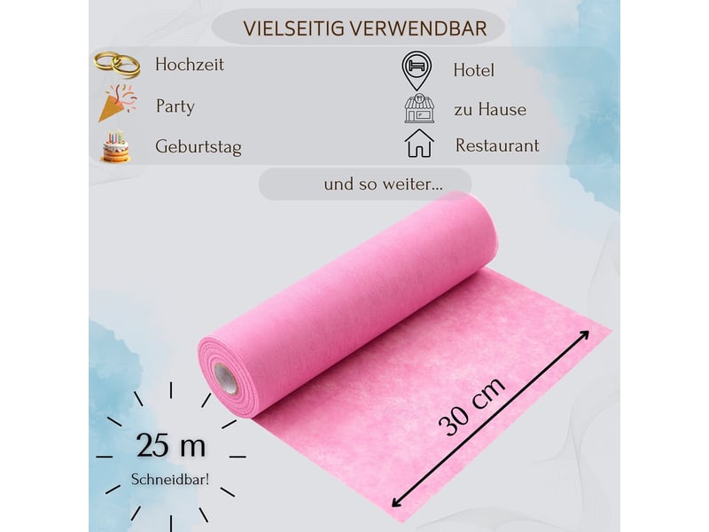  Rouleau de chemin de table en non-tissé - 25m de long et 30 cm de large - rose  - Conforama E