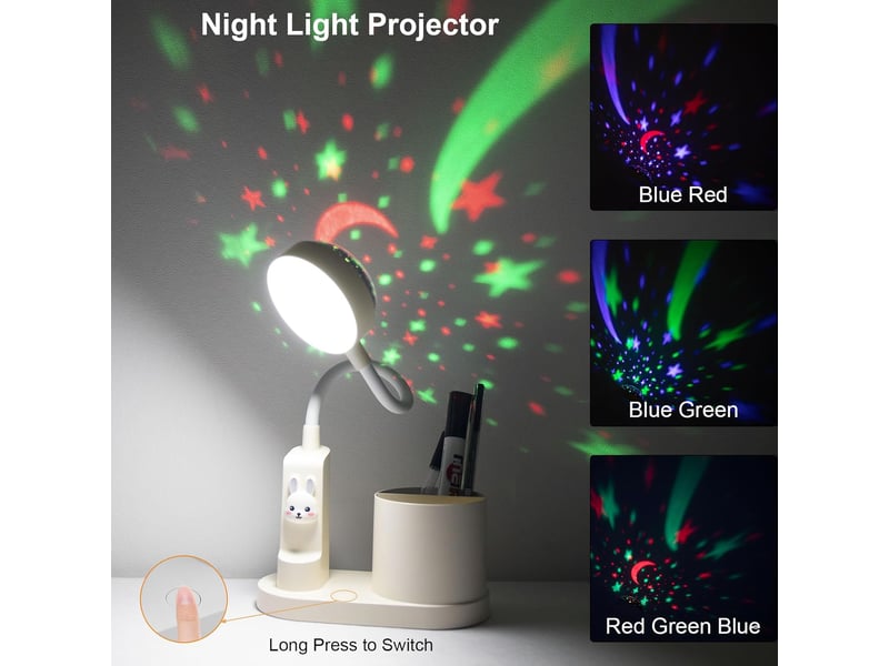  Lampe de bureau enfant avec porte-stylo led rechargeable dimmable pour enfants (blanc)  - Conforama E