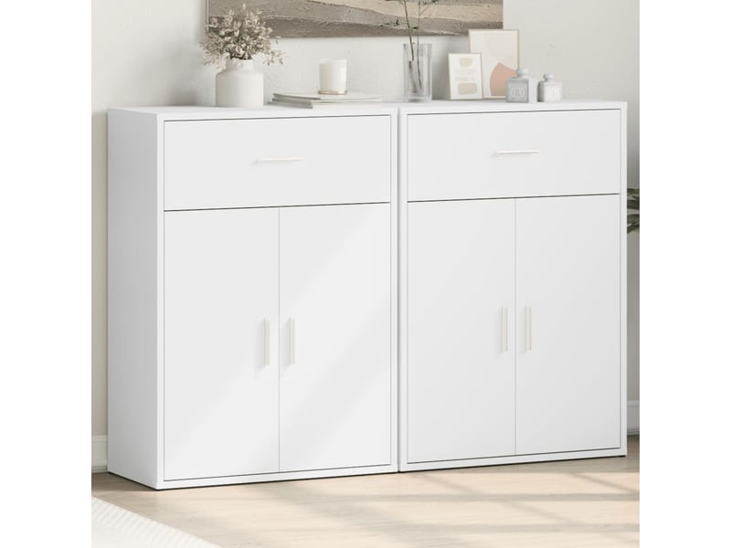  Buffets 2 pcs - bahut - meuble de rangement blanc 60x30x84 cm bois d'ingénierie  - Conforama B