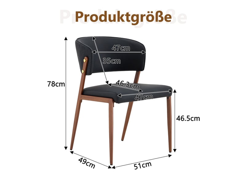  Lot de chaises 2 chaises dossier ergonomique assise rembourrée piètement métal revêtement en simili cuir  - Conforama C