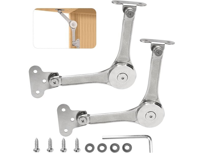  Jeu de 2 supports pliables avec fixateur angulaire, mécanisme pour portes rabattables, boîtes et lits avec clé  - Conforama A