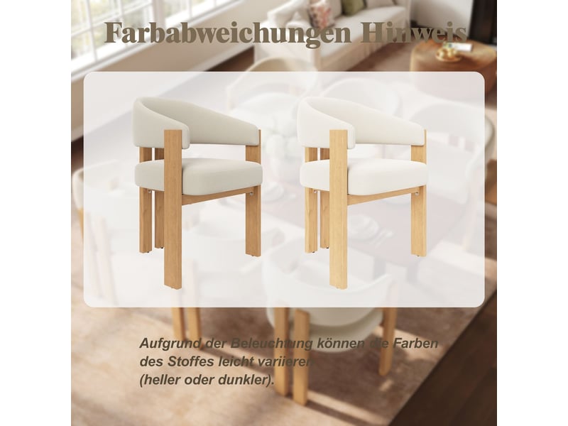  Chaise de salle à manger lot de 2, assise épaisse chaise rembourrée, dossier ergonomique, pieds fer aspect bois, facile d'entretien  - Conforama E