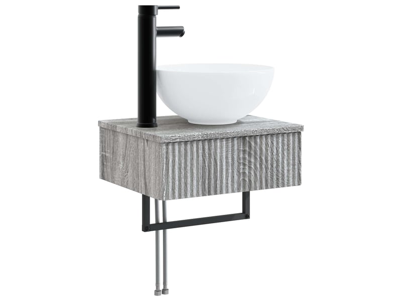 Ensemble de mobilier de salle de bain 3 pc sonoma gris cf64422 - Conforama D