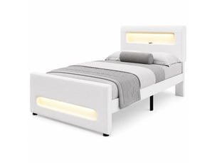 Lit simple 90x200 cm REDOM   coloris blanc