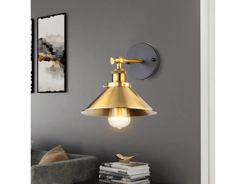  Lot de 2 appliques murales industrielles style métal rétro – rotation 180°, ø22 cm, or  - Conforama C