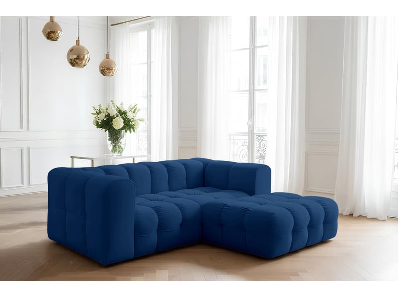  Canapé d'angle droit miloe mini 3 places en velours - bleu foncé MILOE - Conforama B