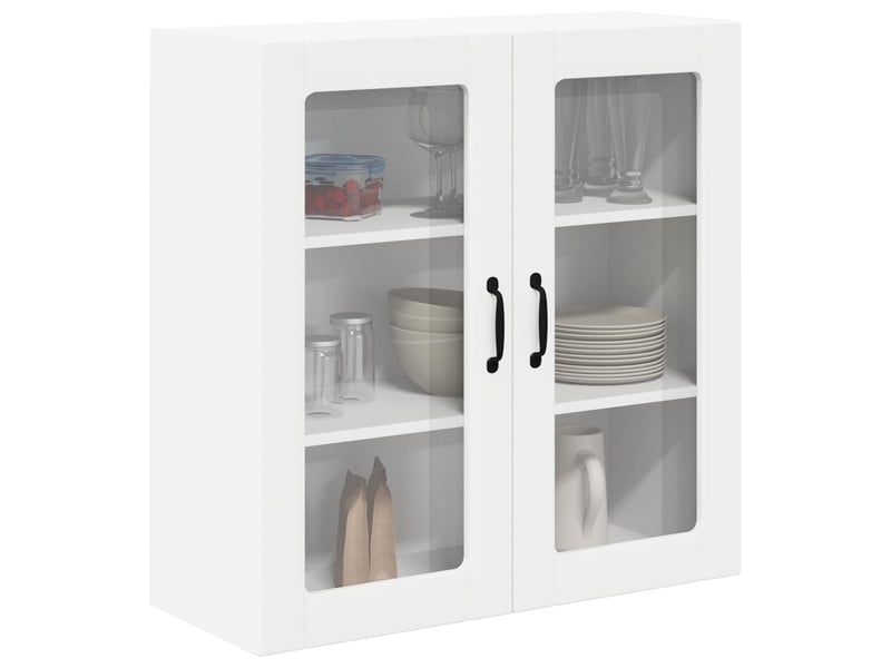 Meuble mural de cuisine, cabinet en verre mural blanc 80x31x80cm shl3455 - Conforama C