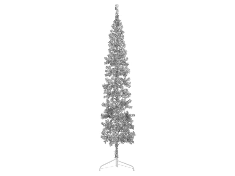  Demi sapin de noël, arbre de noël artificiel mince avec support argenté 210 cm  - Conforama B