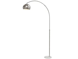 Lampadaire, design arqué avec base en marbre, 167 cm, argent