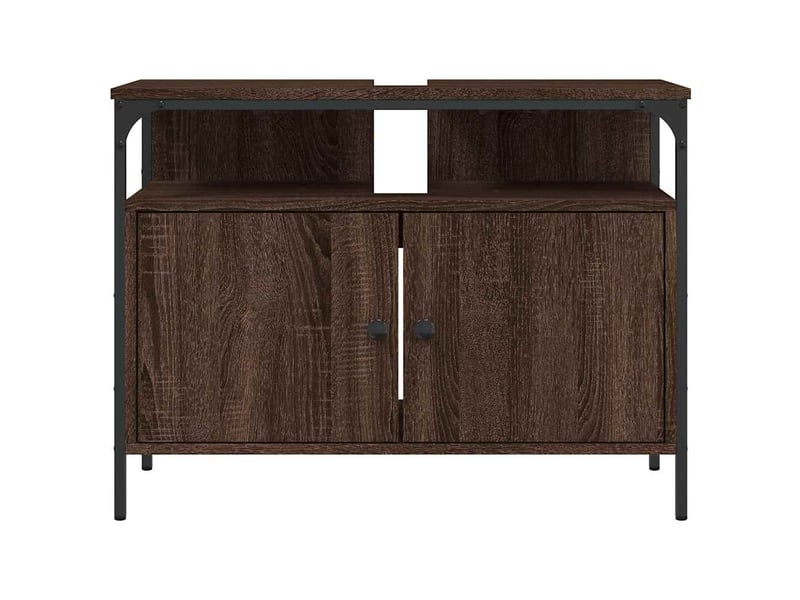  Armoire lavabo salle de bain, meuble de rangement chêne marron 80x30x60 cm shl3093  - Conforama D
