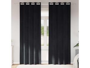 Lot de 2 rideaux, rideaux de fenêtre noir 140 x 260 cm velours cf44102
