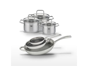 Lot de 3 poêles 242832 cm et 3 faitouts 121416 cm elo relief evolution