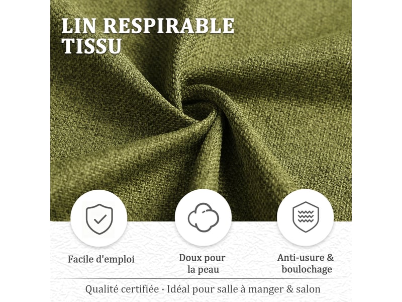  Chaise de salle à manger pivotante 360° design cocon – goeurvant, tissu effet lin, rembourré, vert mousse  - Conforama R