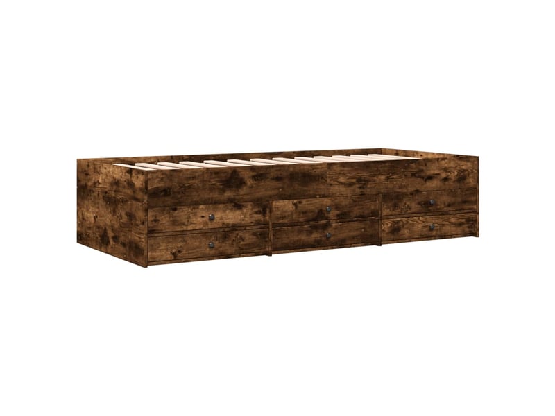 Lit simple- lit adulte - lit de jour avec tiroirs sans matelas chêne fumé 100x200 cm - Conforama B