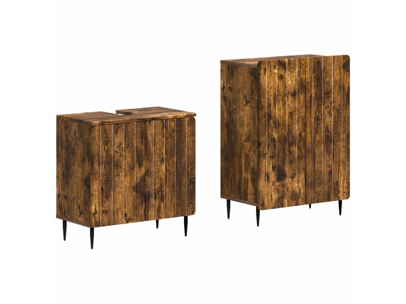  Ensemble de 2 meubles de salle de bain zwolle chêne fumé cf63232  - Conforama A