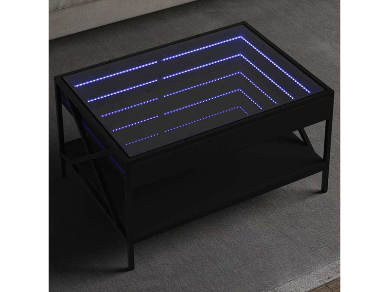 Table basse - table de salon - table à thé avec led infini noir 70x50x38 cm - Conforama B
