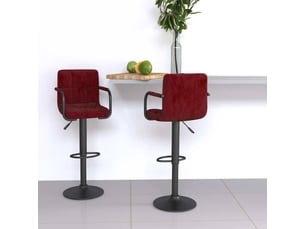 Lot de 2 tabouret de bar, chaise de bar rouge bordeaux velours shl8496