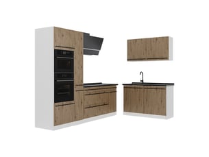 Vicco cuisine en angle, chêne artisanblanc, 230 x 120 cm plan de travail anthracite