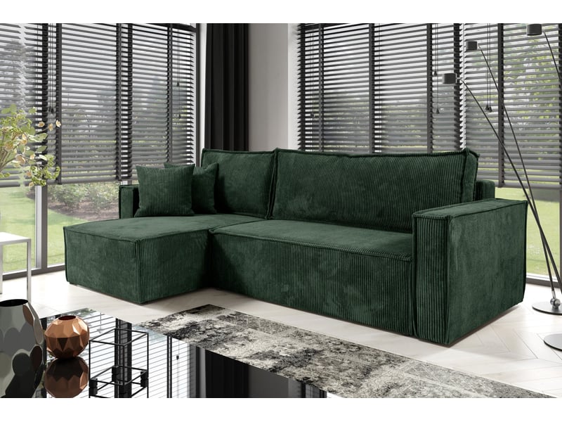  Canapé d'angle convertible cord jimmy vert  - Conforama B